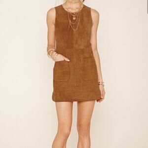 VTG Forever 21 Y2K 90s 100% Pigskin Leather Sleeveless Tank Dress‎ Size Large